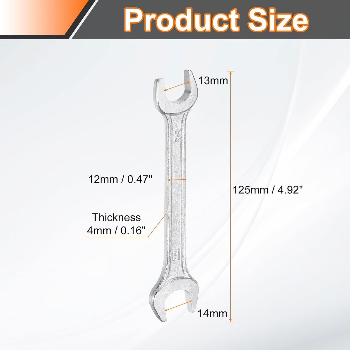 HARFINGTON 5pcs Double Open End Wrench 13mm x 14mm Metric 15 Degree Offset Angle Small Flat Head Wrench Galvanizing Open Ended Spanner for Automotive Repair Furniture Assembly