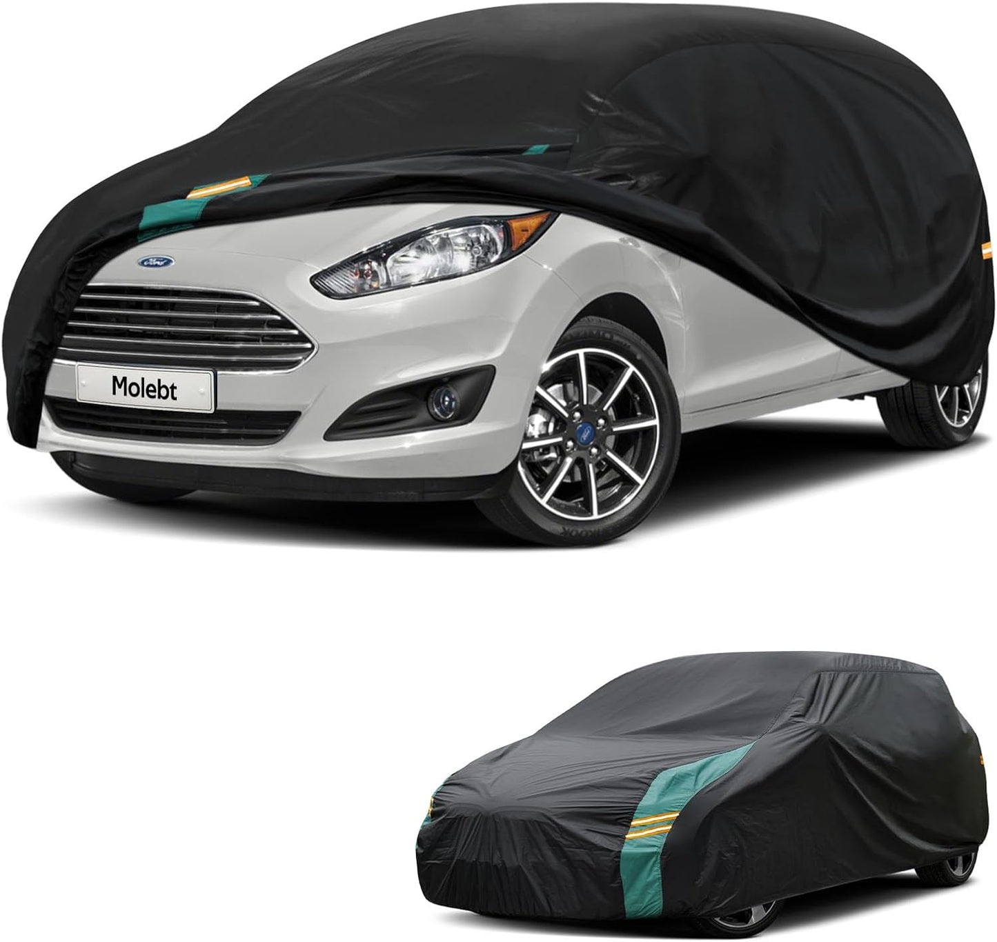 Car Covers for Hatchback Waterproof All Weather, Universal Fit for Mini Cooper, Toyota Yaris, Kia Rio, Mirage, Ford Fiesta, Rain Winter Sun Protection. (Length: 143"-163")