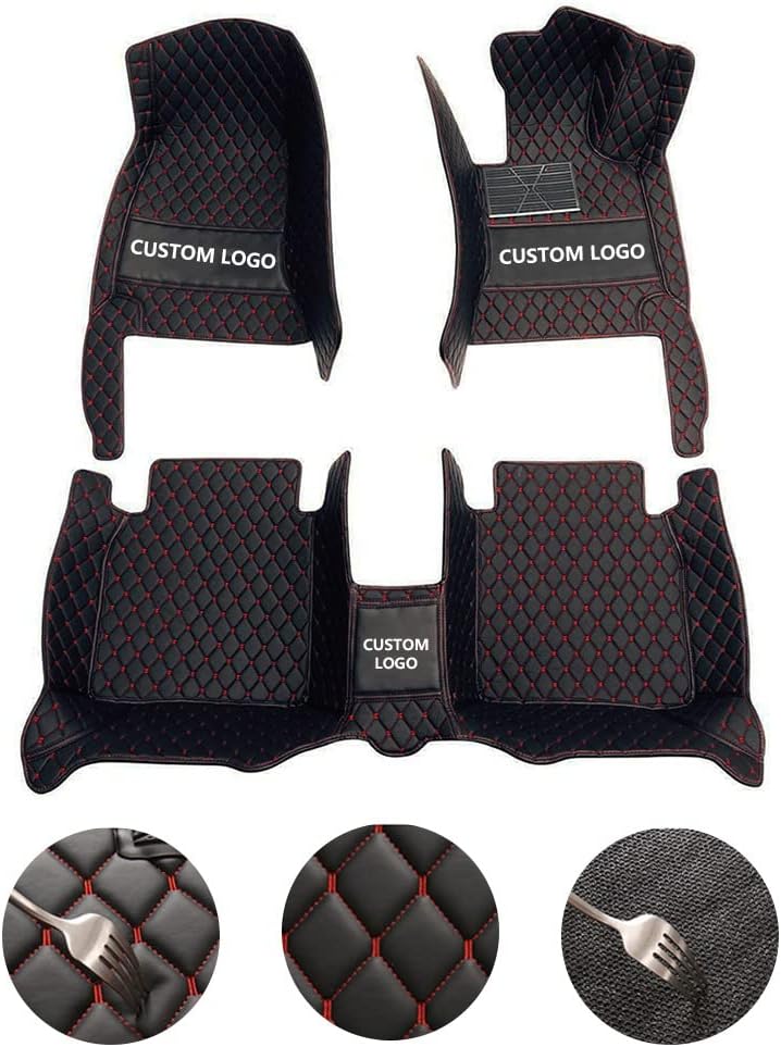 Custom All-Weather Protection Leather Car Floor Mats for Cars Sedan SUV Sports Car Waterproof Floor Mat (Wine red)