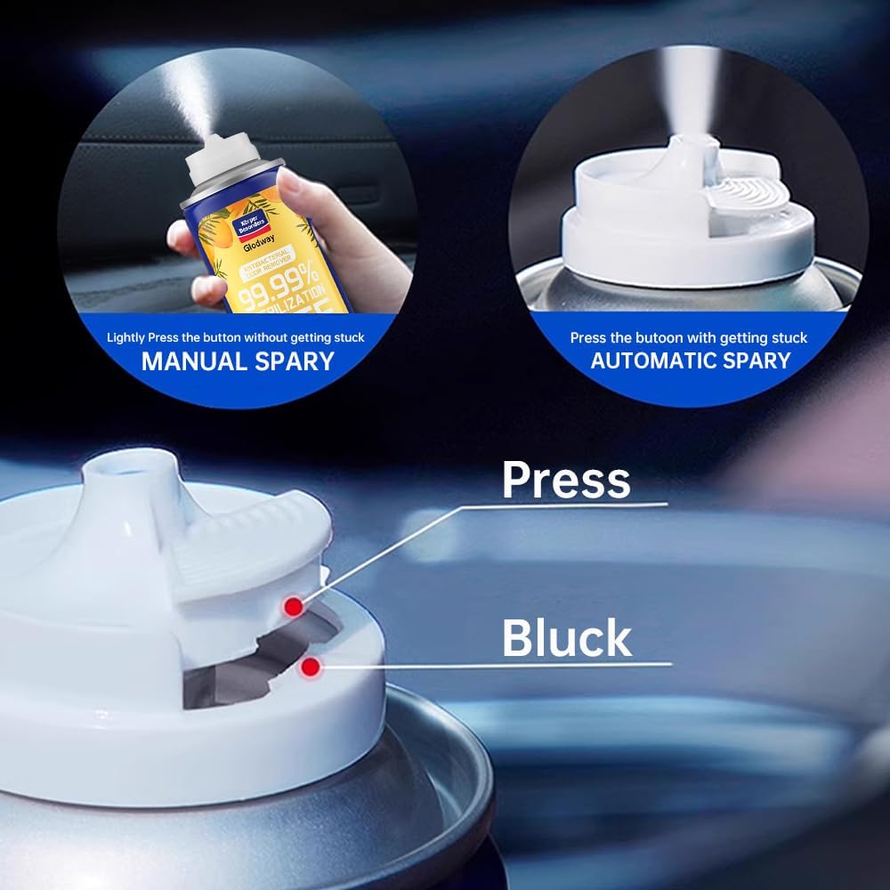 Glodway Whole Car Air Refresher,Odor Eliminator Remover Spray For Car,Lemon Strong Freshener With Odour Eliminator Technology,Long-Lasting Scent,6 Ounce(Pack of 3)