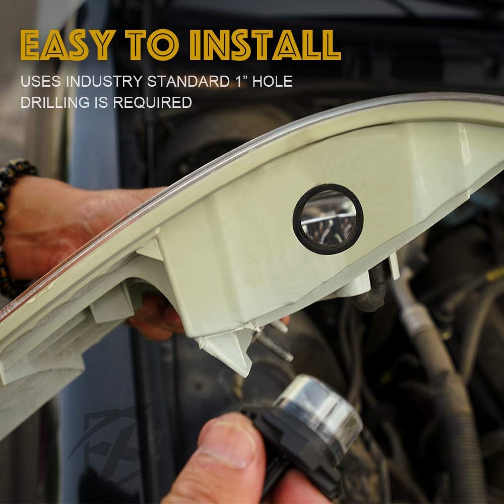 Xprite 4PCS LED Hideaway Strobe Lights Kit - White, 20 Flash Modes, Control Panel Included, Ideal for Emergency Vehicles, Trucks, Cars, Headlights, Taillights & Fog Lights, Hazard Warning