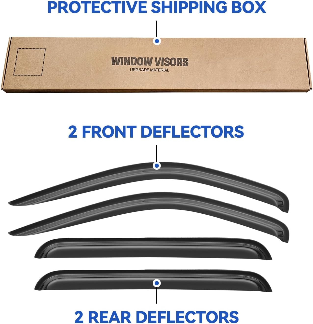 Window Visors Rain Guards Shield for 1998-2003 Dodge Durango, Out-Channel Window Vent Wind Deflectors Visors Shades for 98-03 Durango