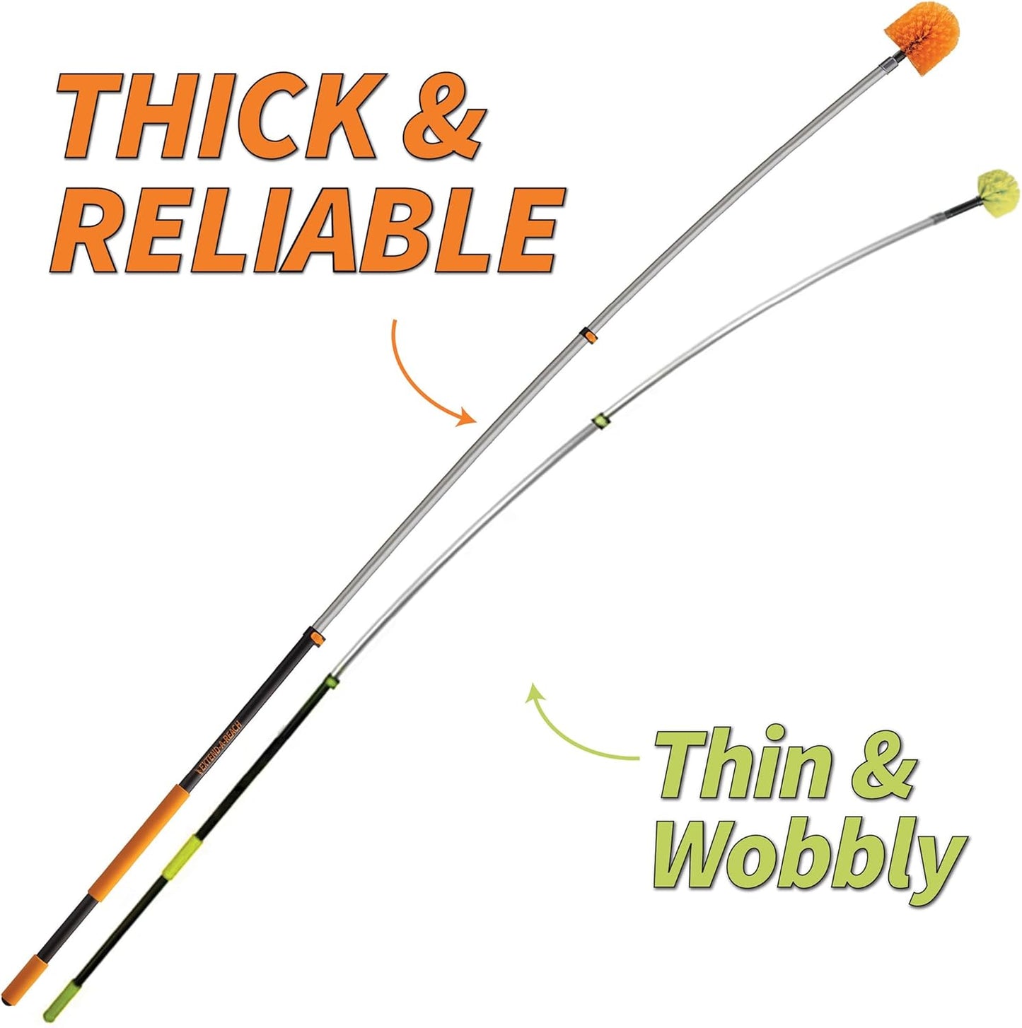 20 Feet High Reach Ceiling Dusters Set with 4-12 ft Extension Pole for Cleaning // Extendable Telescoping Long Reach Cobweb & Feather Dusters for High Ceiling // Extendable Ceiling Fan Blade Cleaner