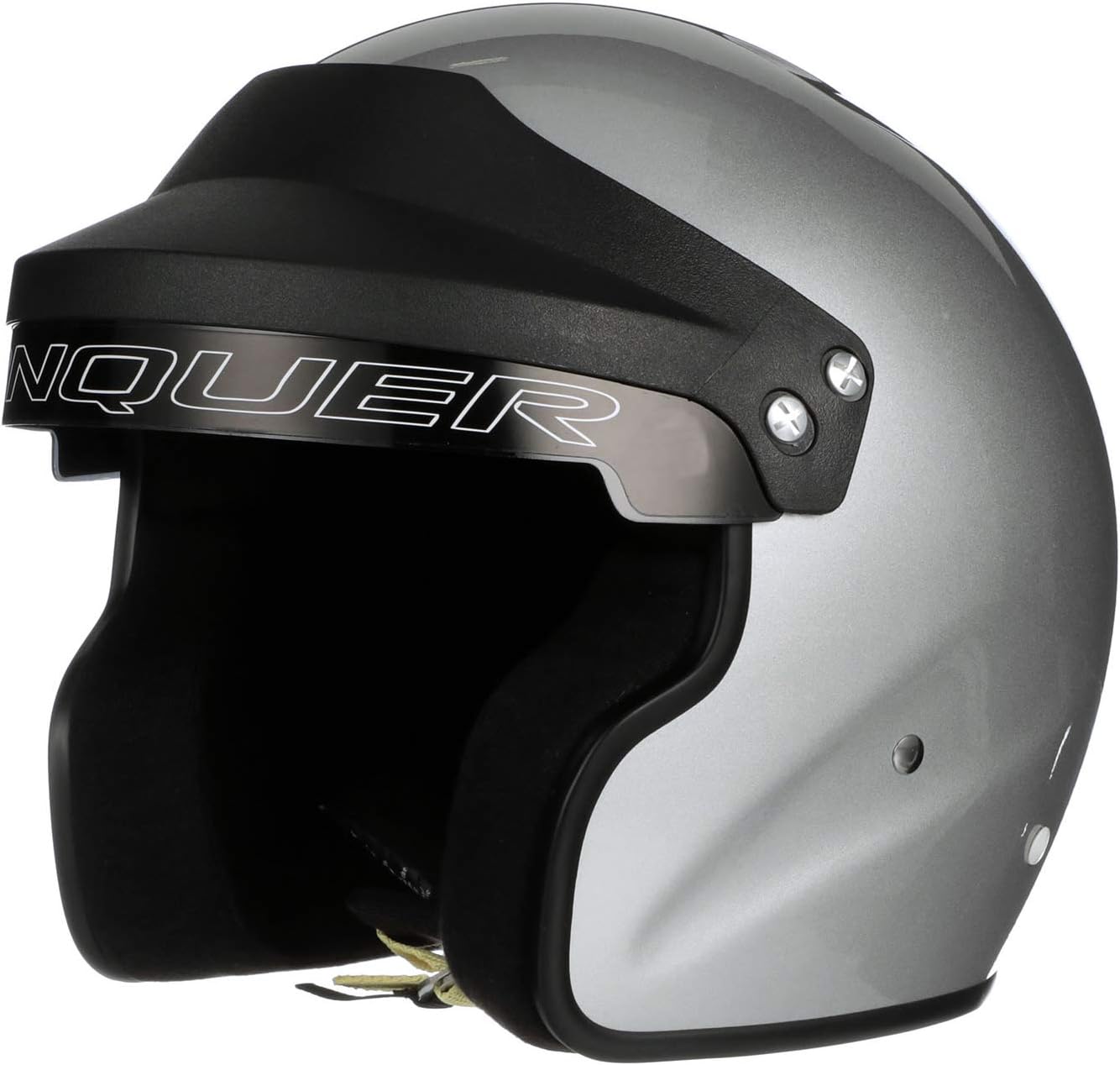 Conquer Snell SA2020 Approved Open Face Auto Racing Race Car Helmet - Adult | Men | Women | Youth - ( Black / White / Silver )