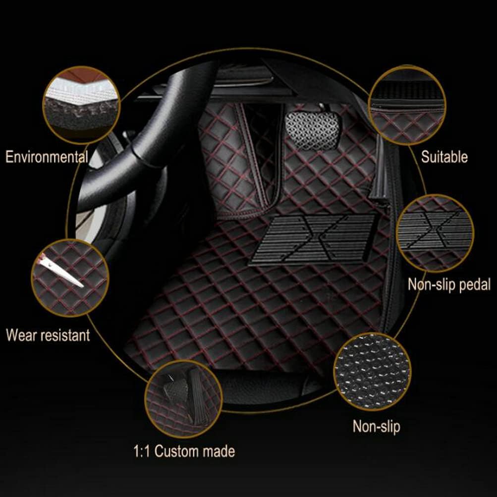Custom Colors Car Floor Mats Black Pink for 99.9% Sedan SUV Sports， All-Weather Liners Car Floor mat，Luxury Leather Automotive Floor Mats (3D Black Green,3D Floor Mats)
