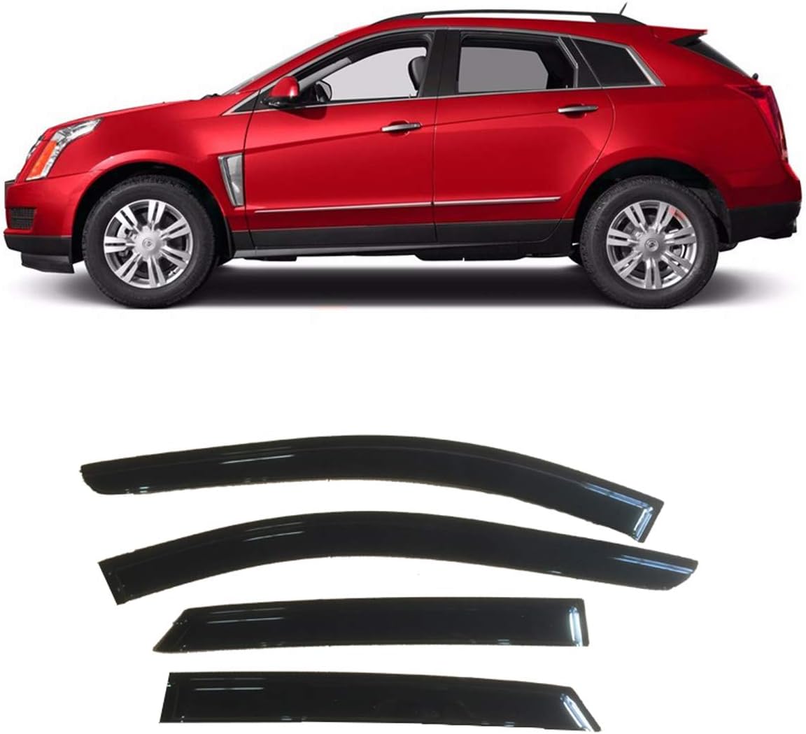 CL4P01 Side Window Wind Deflector, 4pcs Out-Channel Tape-On Nice Rain Guards Set, Window Visor fit for 2010-2016 Cadillac SRX