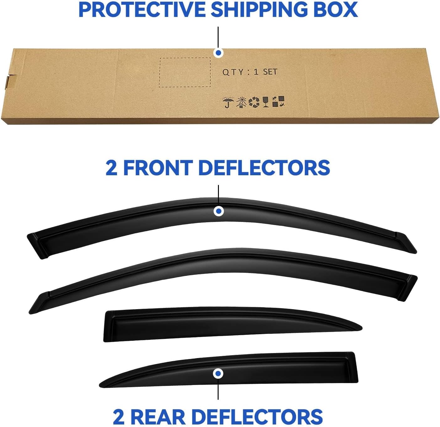 Window Visors Rain Guards for Honda Civic 2001 2002 2003 2004 2005, Out-Channel Window Vent Wind Deflectors Visors Shades for 01-05 Civic 4-Door Sedan