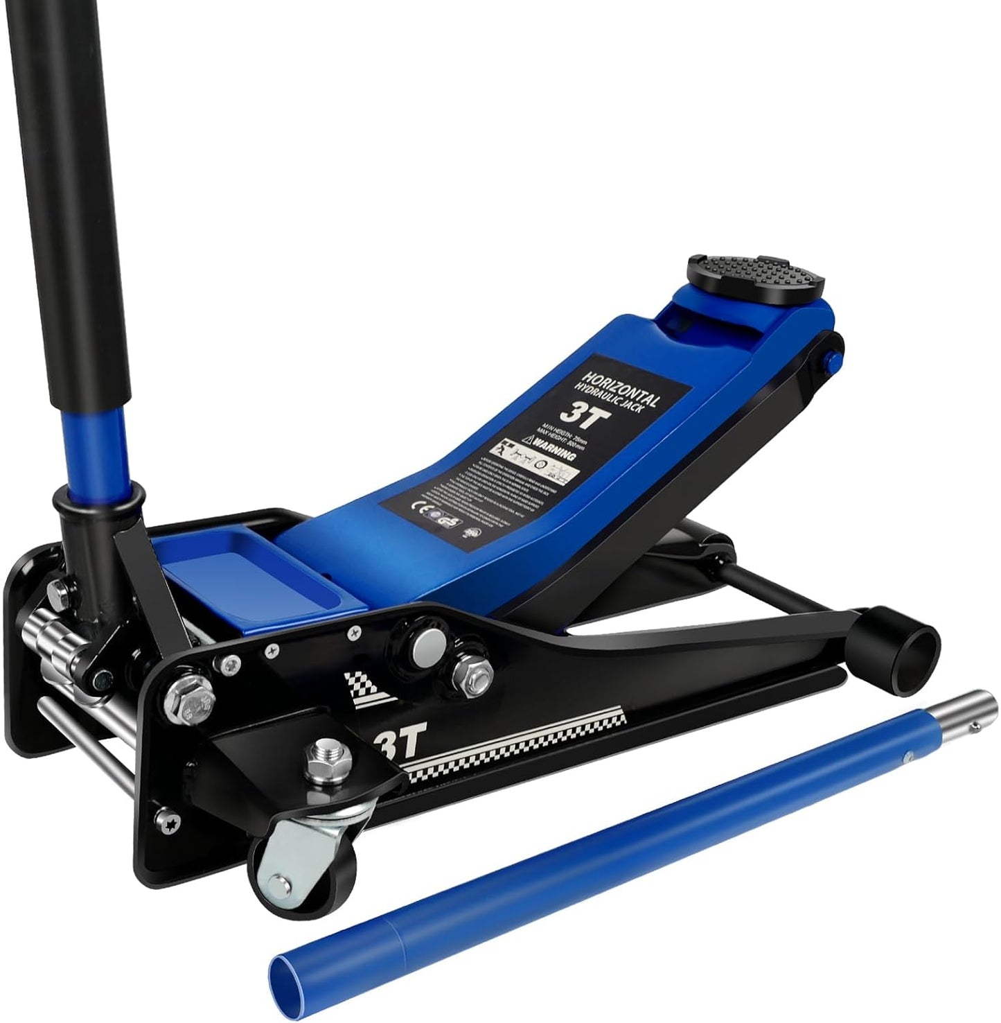 Floor Jack 3Ton/6600lbs.Dual Piston Fast Lifting Pump.Ultra Low Profile Floor Jack,Lifting Range 2.95"-19.69".Heavy Duty Hydraulic Racing Car Jack for MVPs,SUVs and Trucks.Trolley Jack