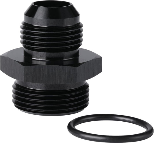 12AN Male Flare to 16AN ORB O-ring Boss Fuel Pump Rail Adapter Fitting Aluminum Black