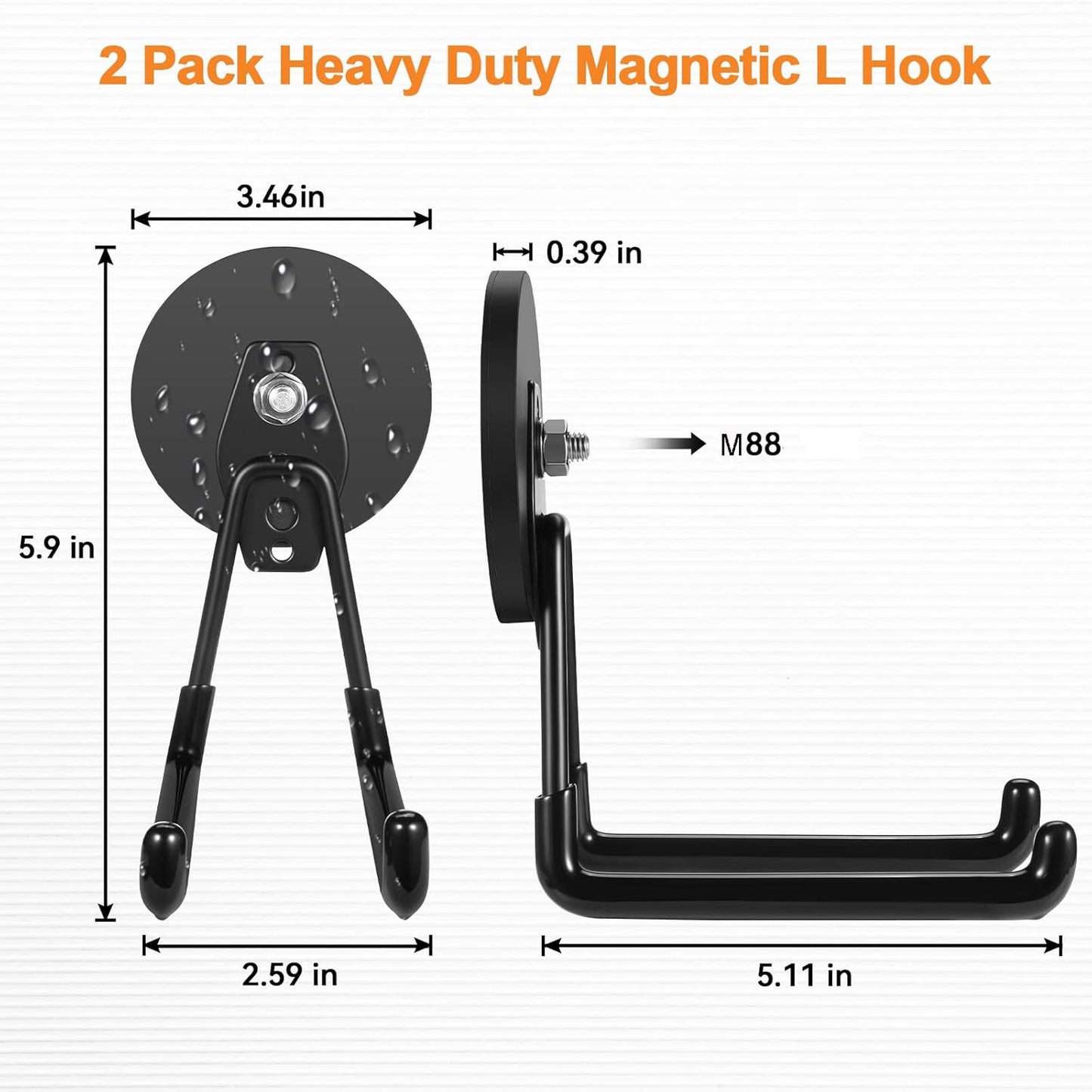 ENUODA Strong Magnetic Hooks Heavy Duty Large Magnet Hooks Heavy Duty Garage Storage Hook Utility Magnet Tool Holder for Metal Cabinet Pegboard Garage Shelve Tool Chest Garden Tools, 2PCS