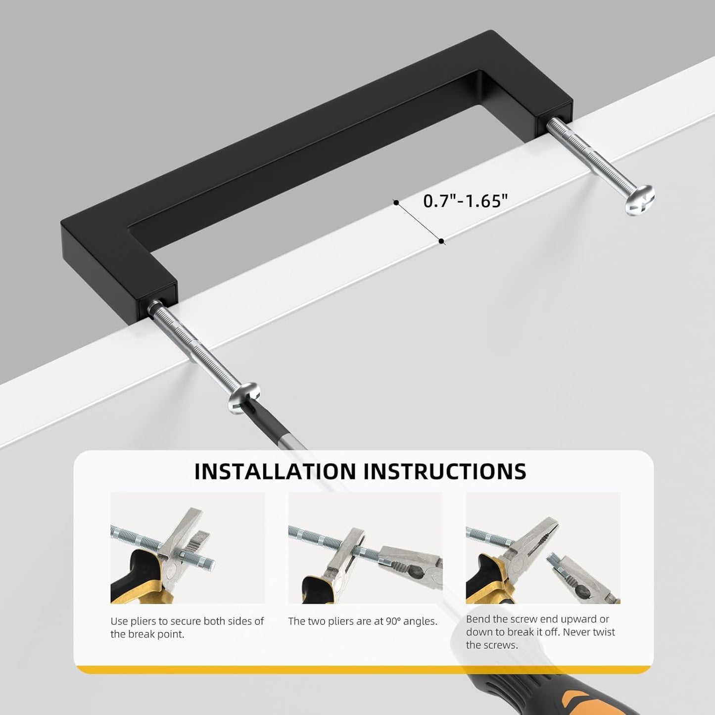 Goldenwarm 2 Pack Black Square Bar Cabinet Pull Drawer Handle Stainless Steel Modern Hardware for Kitchen and Bathroom Cabinets Cupboard,Center to Center 7-1/2in(192mm) Black Kitchen Drawer Pulls