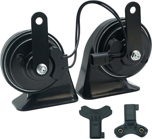 Car Horn Kit for Ford Chevrolet Ram GMC Tesla,12V Loud Waterproof Auto Horn, High Low Dual Tone 126 Decibel, Replacement for Ford(2 Connectors)