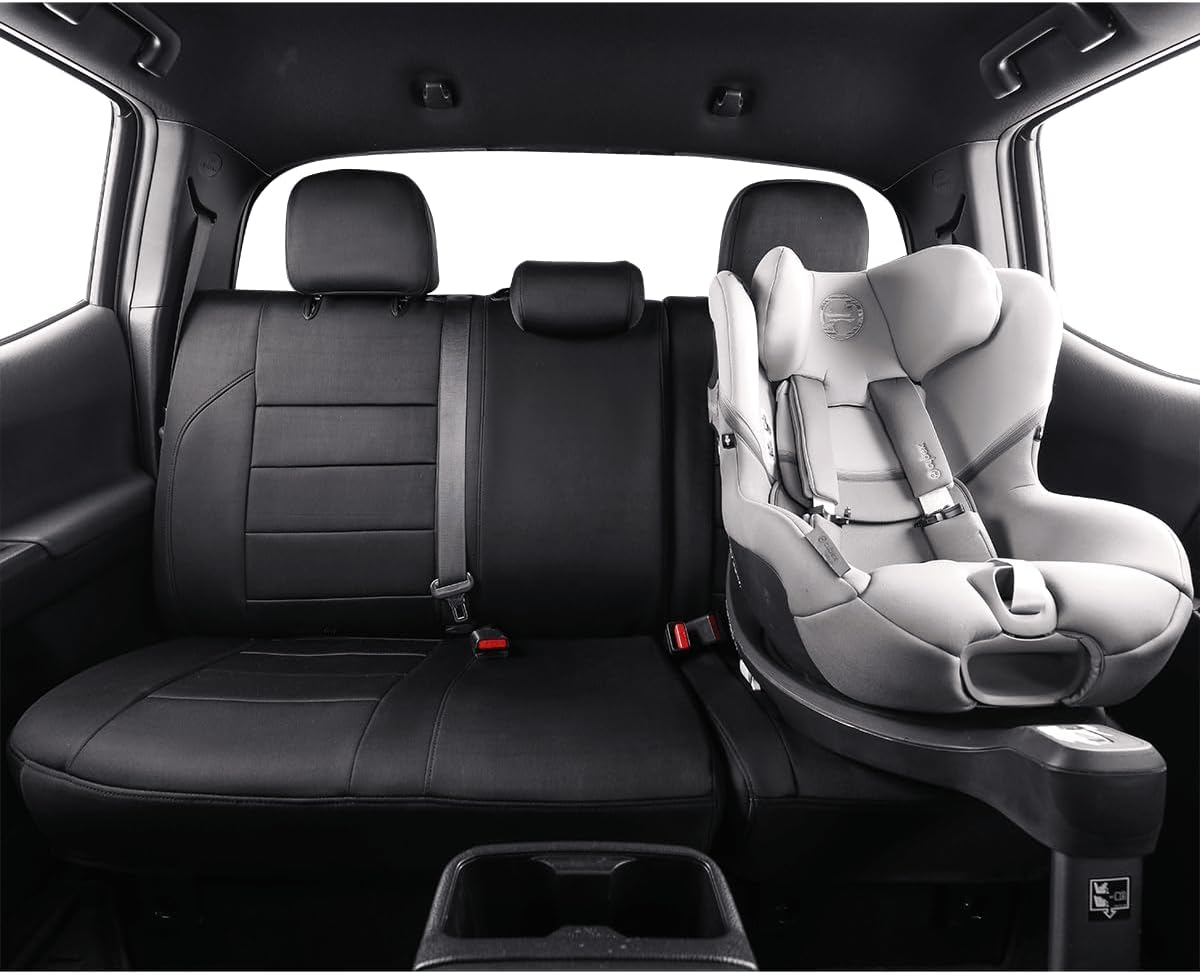 EKR Custom Fit Tacoma Car Seat Covers for Select Toyota Tacoma (Petrol) 2024 2025 Double cab SR,SR5,TRD Sport,TRD Off-Road,Limited - Full Set, Neoprene (Black)