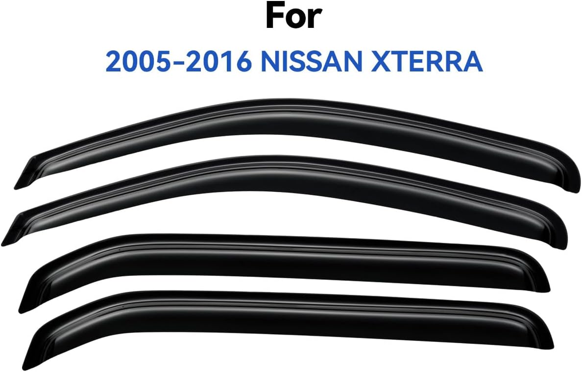 Window Visors Rain Guards Shield for 2005-2016 Nissan Xterra, Out-Channel Window Vent Wind Deflectors Visors Shades for 05-16 Nissan Xterra