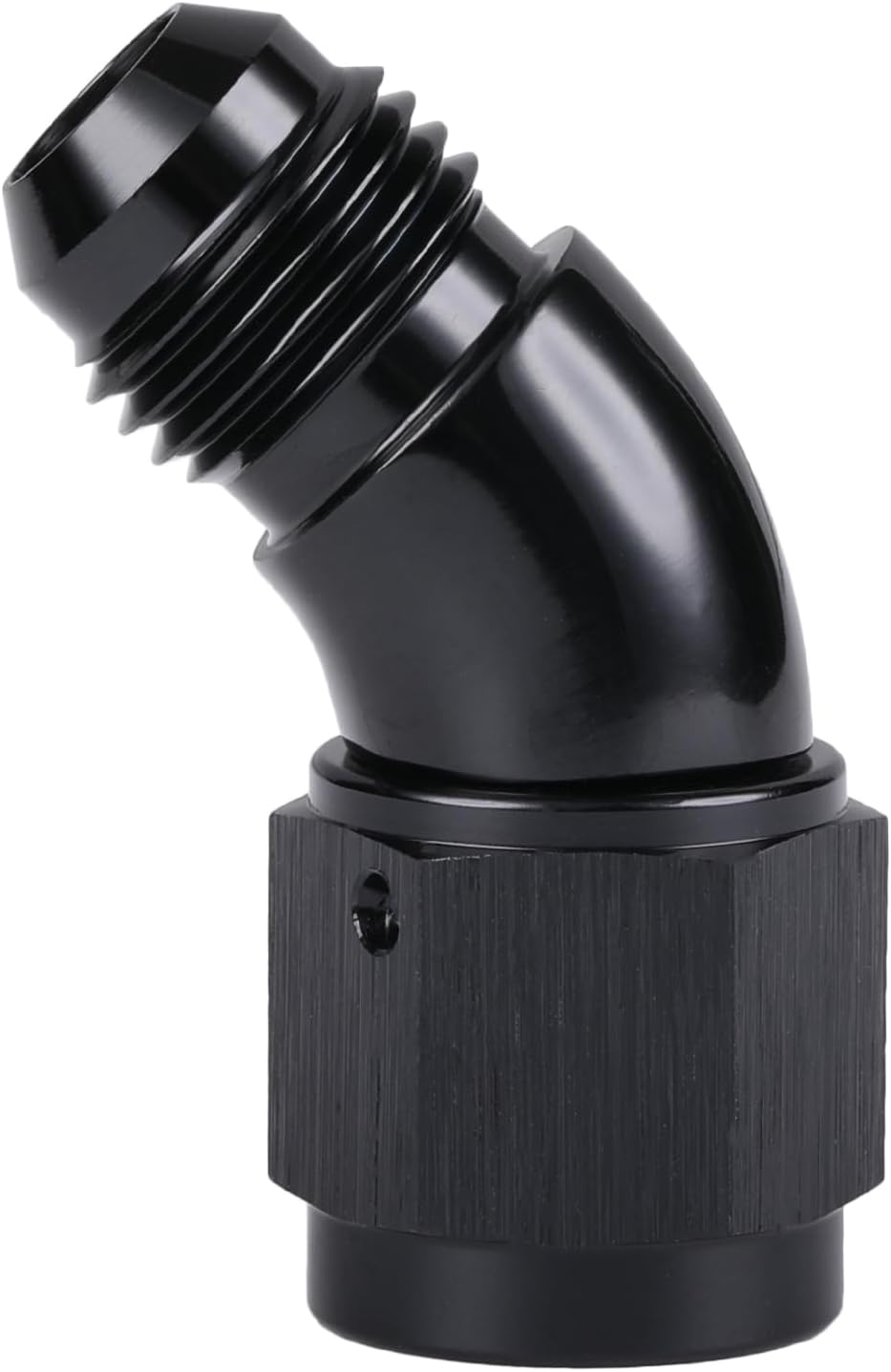 45 Degree 6AN Male to 6AN Female Swivel Full Flow Fitting Adapter Coupler Aluminum Black