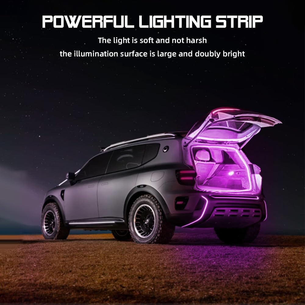 Car LED Strip Light For Trunk, 158Inch IP67 Silicone Waterproof Neon Light Strip Embedded, Flexible Cutting Universal Auto Interior Lights(Pink)