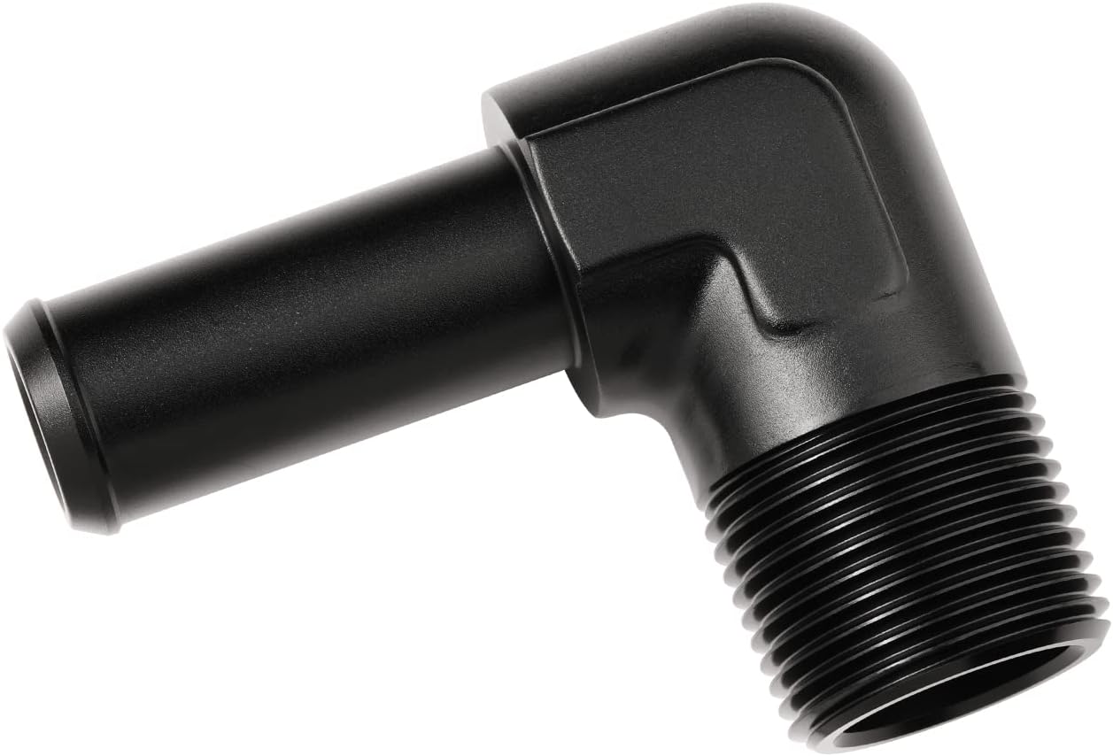 3/4 NPT Male to 3/4" Hose Barb Fitting Adapter 90 Degree Elbow Aluminum Black