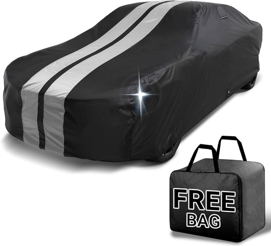 iCarCover Custom Car Cover for Buick Electra (1971-1976) Waterproof All-Weather Rain Snow UV Sun Protector Full Exterior Indoor Outdoor Car Cover (Stripe - Black/Gray)