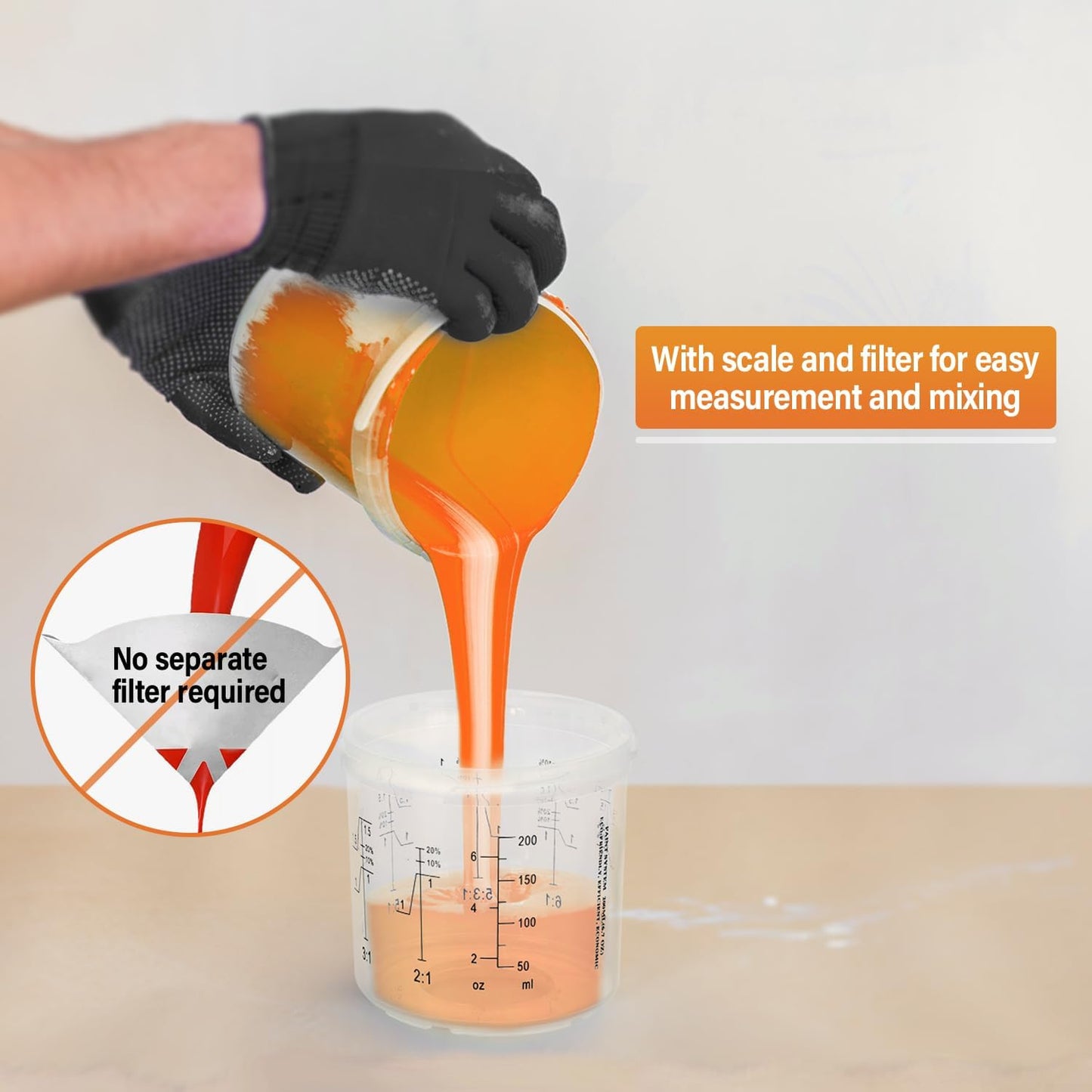 Disposable Paint Spary Gun Cups(200ML/6.7OZ), Spray Paint Cup Kit with 50 Cup Liners, 50 Lids, 20 Sealing Plugs, 1 Retainer Ring, 1 Hard Cup for Automotive Paint Gun