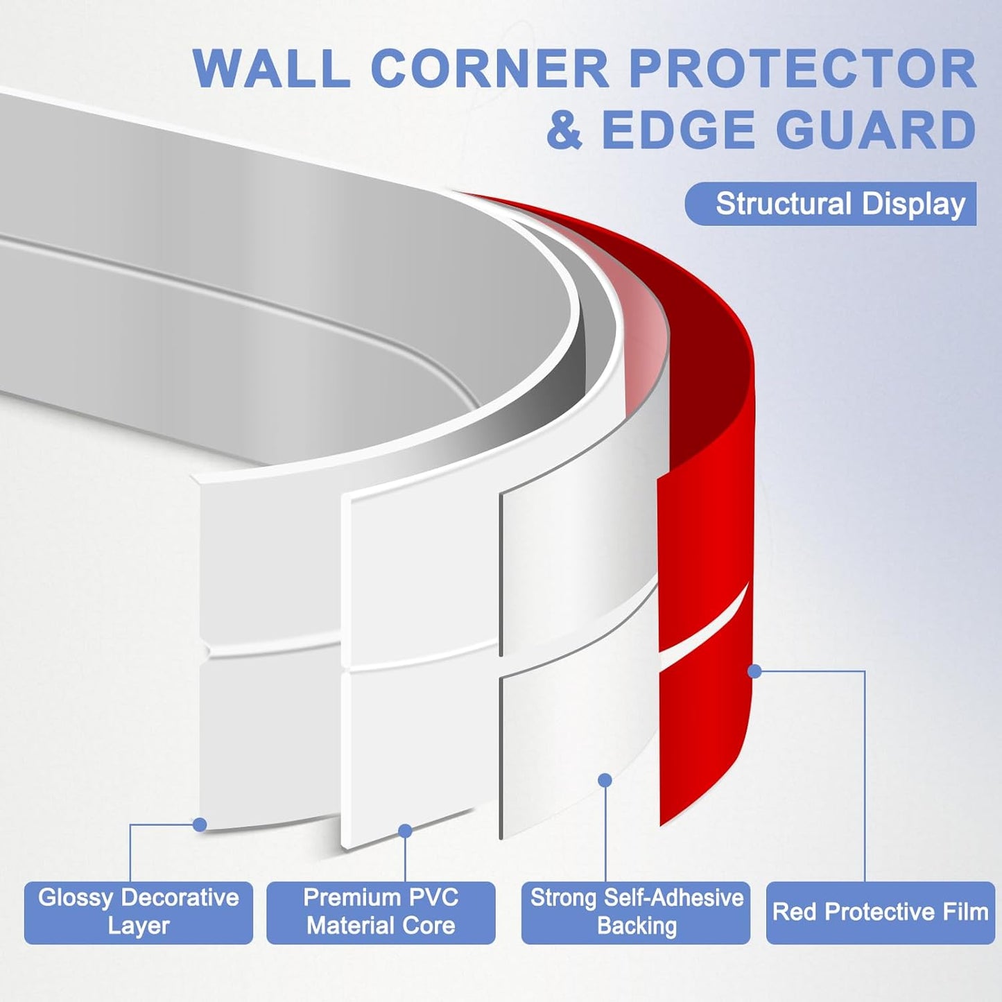 Wall Corner Protector Moulding Trim Peel and Stick Wall Corner Guards Trim Flexible Self Adhesive Edge Protector Moulding, 2.4 in x 10 Ft, Silver