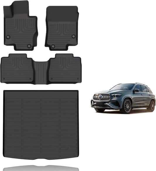 Floor Mats and Cargo Liner Set Fit for Benz GLE 350 GLE 450 (No for Coupe) 2020-2025 TPE Car Mats All Weather Protection Trunk Liner Custom Accessories