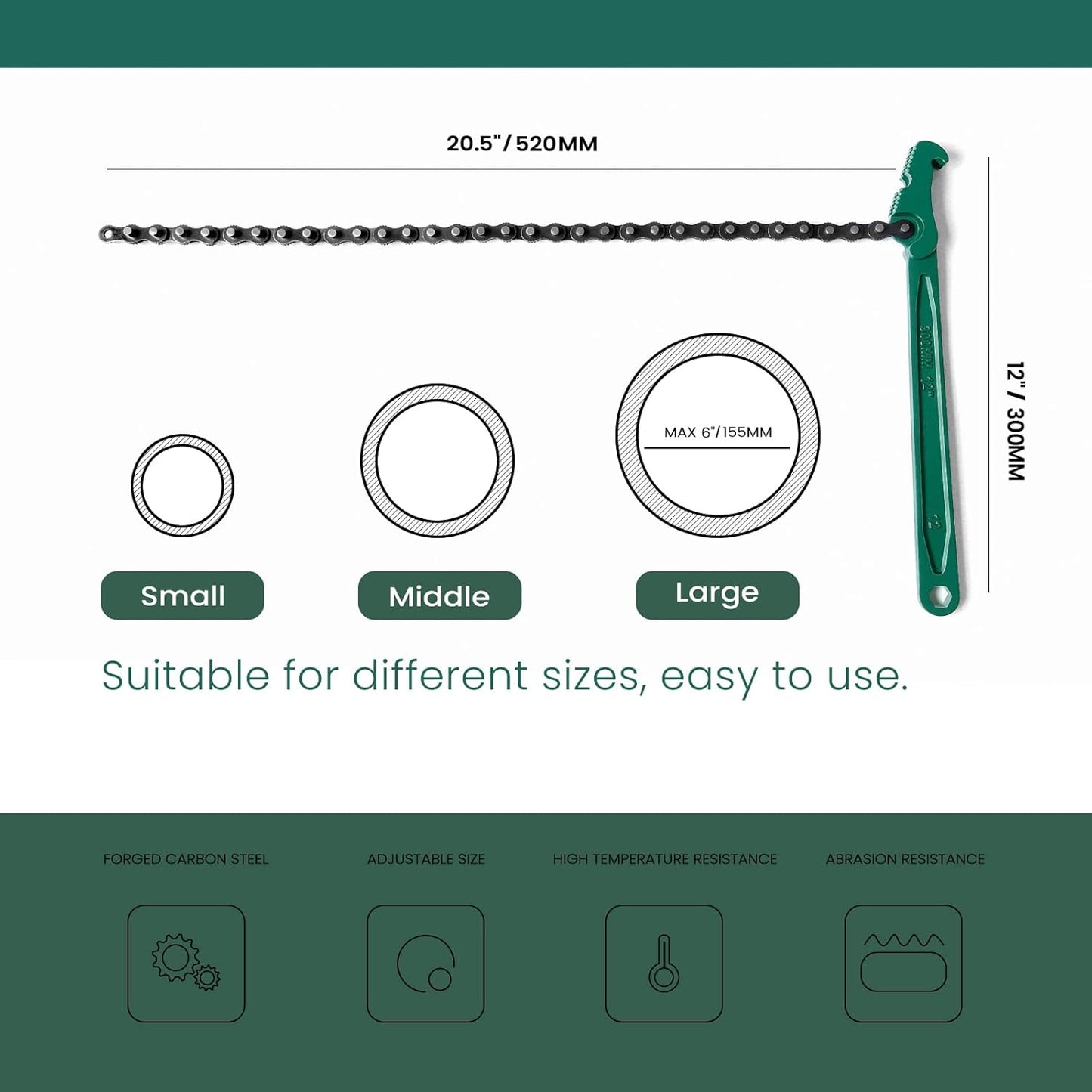 12 Inch Heavy-Duty Ratcheting Chain Wrench, Adjustable Oil Filter Pliers For Truck & Car, Pipe Wrench Multi-Purpose Remover Tool