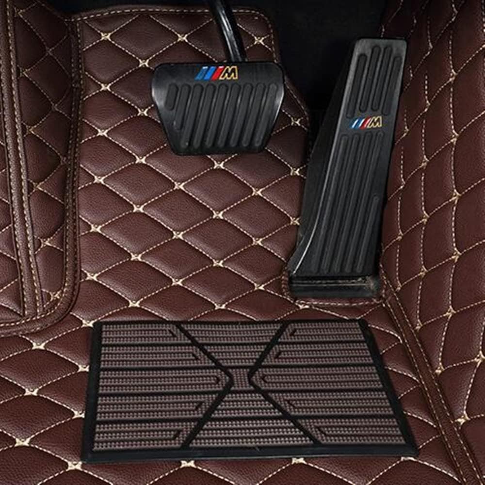 Custom All-Weather Protection Luxury Leather Floor Mats for Cars SUVs Trucks According Anti-Slip Leather Floor mats ﻿ (39,Striped Black Red)
