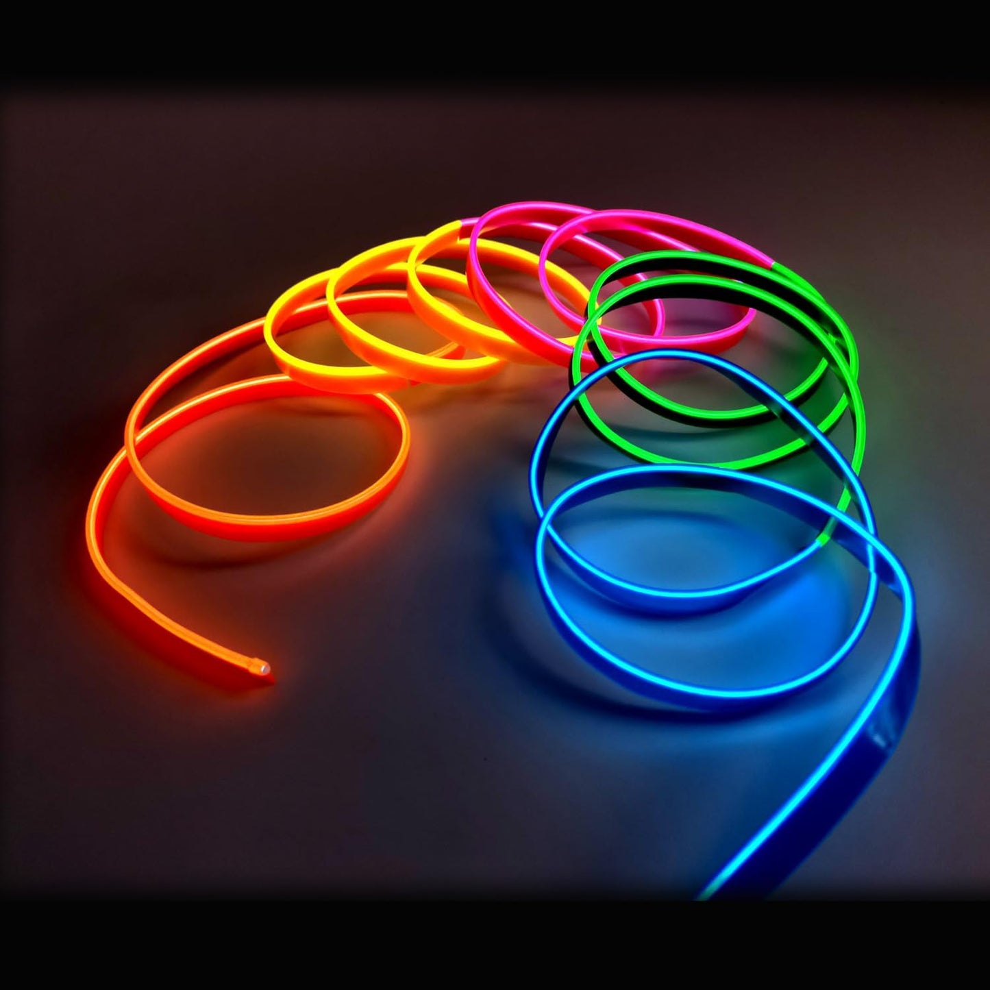 El Wire Mutilcolor Interior Car LED Strip Lights,3M Neon Wire USB 5V with Fuse Protection for Automotive Interior Decoration, with 6mm Sewing Edge