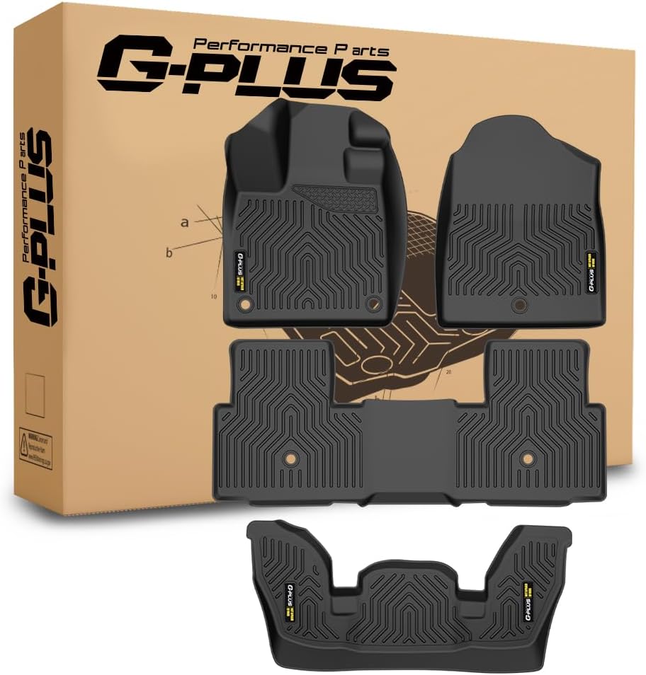 G-PLUS Heavy Duty TPE Floor Mats Cargo Liner Fit for Honda Pilot 2023 2024 2025 All Weather Full Cover Protection 1st & 2nd & 3rd Row Liner TPE Car Floor Cargo Liners Black,Alfombras para carro