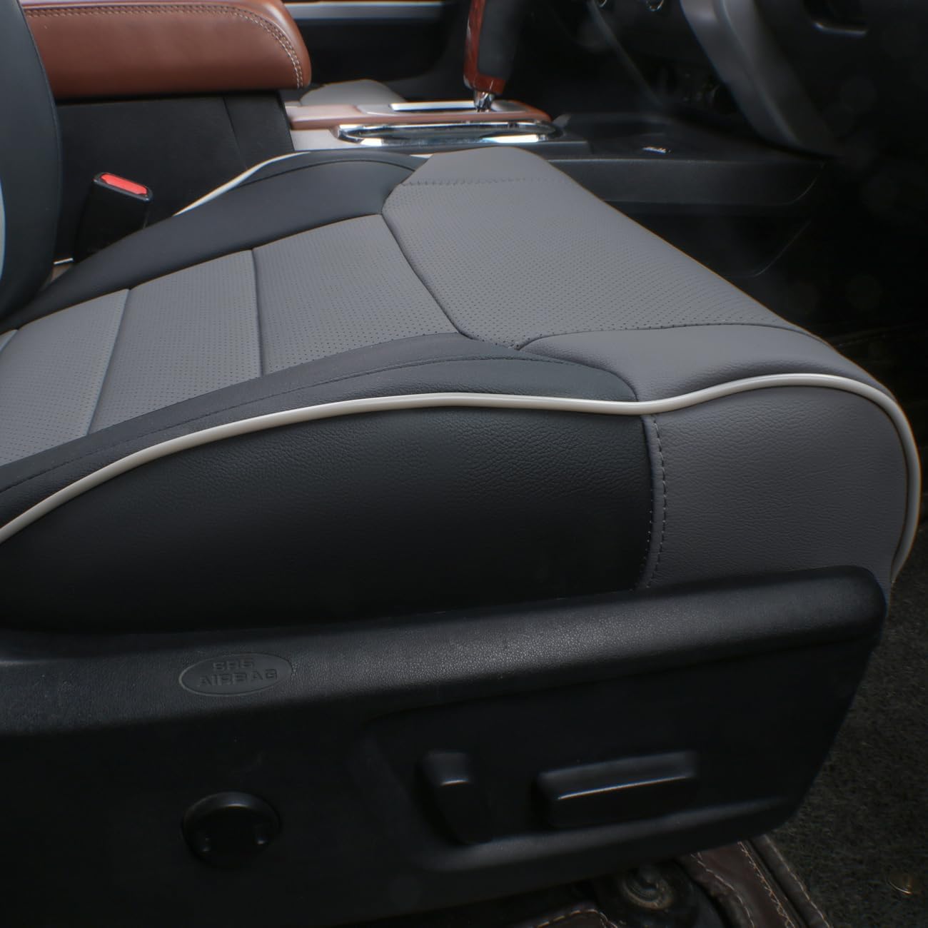 EKR Custom Fit Tacoma Rear Car Seat Covers for Select Toyota Tacoma 2016 2017 2018 2019 2020 2021 2022 2023 Access Cab - Second Row Only,Leather (Black/Gray)