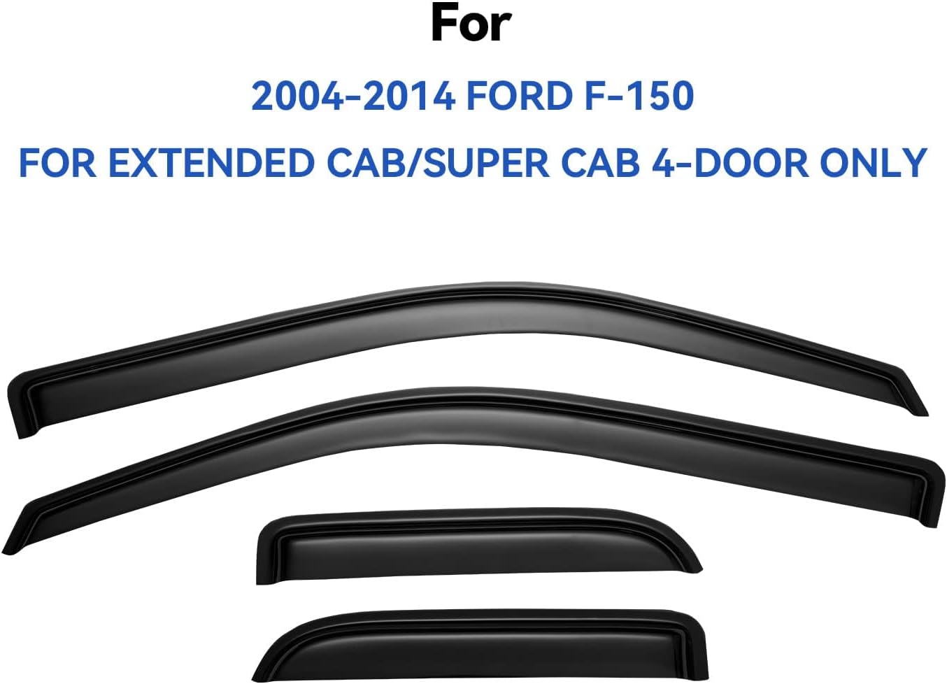 Window Visors Rain Guards for 2004-2014 Ford F150 SuperCab, Out-Channel Window Vent Wind Deflectors Visors Shades for 04-14 F-150 Extended Cab
