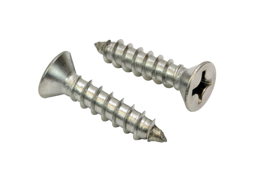 Bolt Dropper #12 X 1-1/2'' Stainless Steel Flat Head Phillips Wood Screw, (25 pc), 18-8 (304) Stainless Steel Sheet Metal Screws - Type A Point, Plain Finish