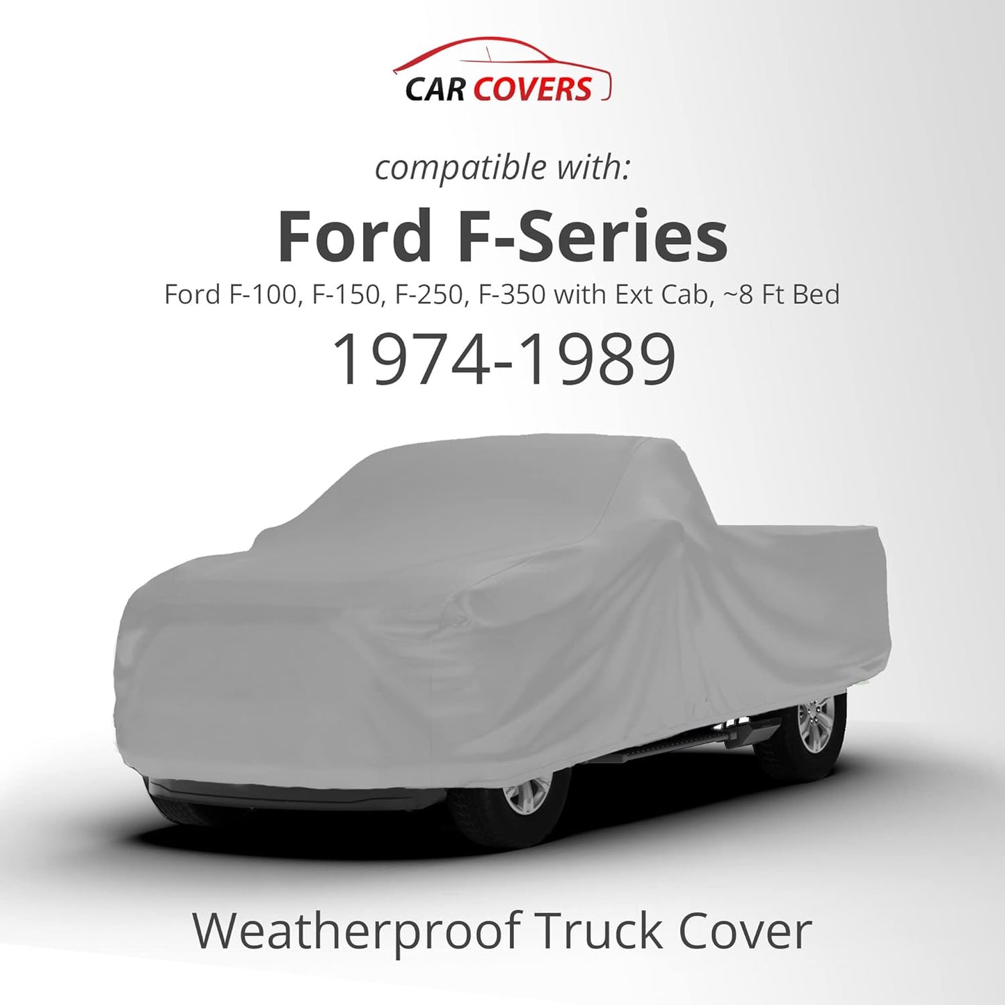 Car Covers Weatherproof Max Truck Cover & Warranty Compatible with Ford 1974-1989 F-100 Extended Cab, 8– Outdoor Cover, Prevents Theft with Cable Lock