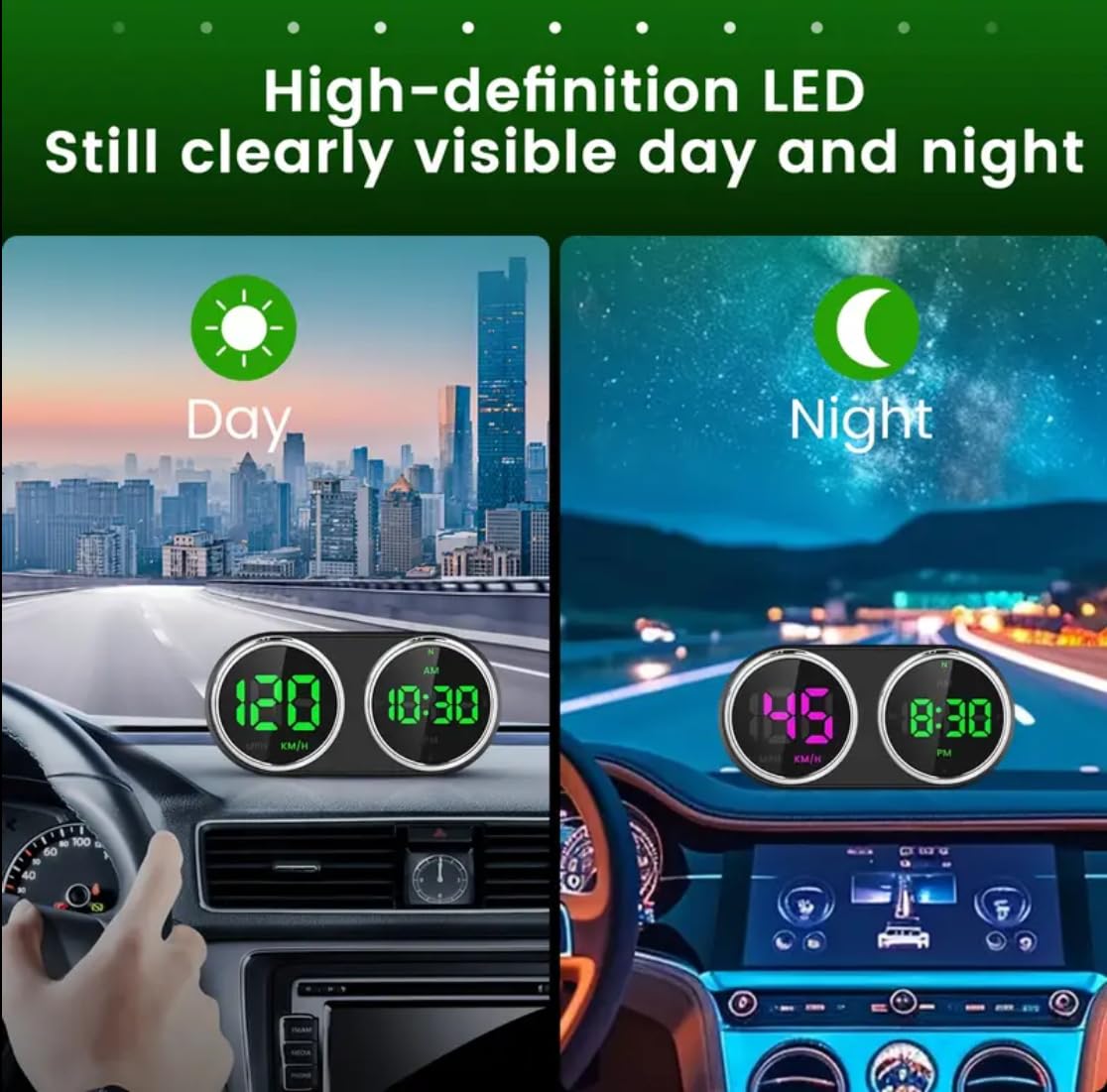 GPS Heads Up Display for Cars Digital Dashboard Speedomete with MPH/KMH, Universal HUD Display Car with 2M USB Cable and Clock, QC3.0 Fast Charger, Plug & Play for Car Boat Truck Motor SUV Golf Cart