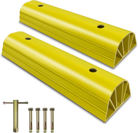 Garage Tire Stops for Garage Floor High-Visibility, 2 Pack 3.1" Higher Block Bumpers for Parking Car SUV Truck, Heavy Duty Car Wheel Stopper for Driveway Outdoor, Easy Installation