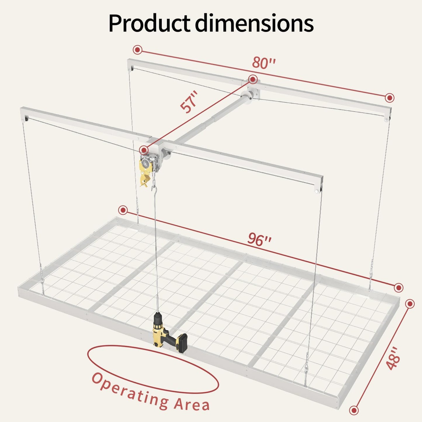 Garage Ceiling Storage Racks – 4x8 FT Overhead Garage Storage Rack with Safety Lock, Heavy-Duty Ceiling Mounted Lift System and Storage Organizer, Ideal for Maximizing Overhead Space, 325 lbs Capacity