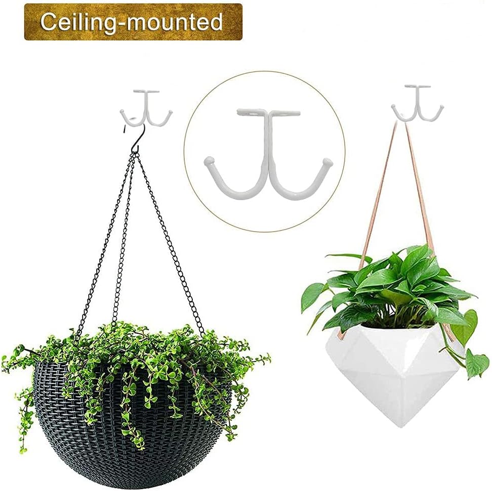 haowei Double Prong Ceiling Hook,WhaGaay 10 Pcs Towel/Robe/Coat Clothes Hook for Closet Top Bathroom Kitchen Cabinet Garage (White)