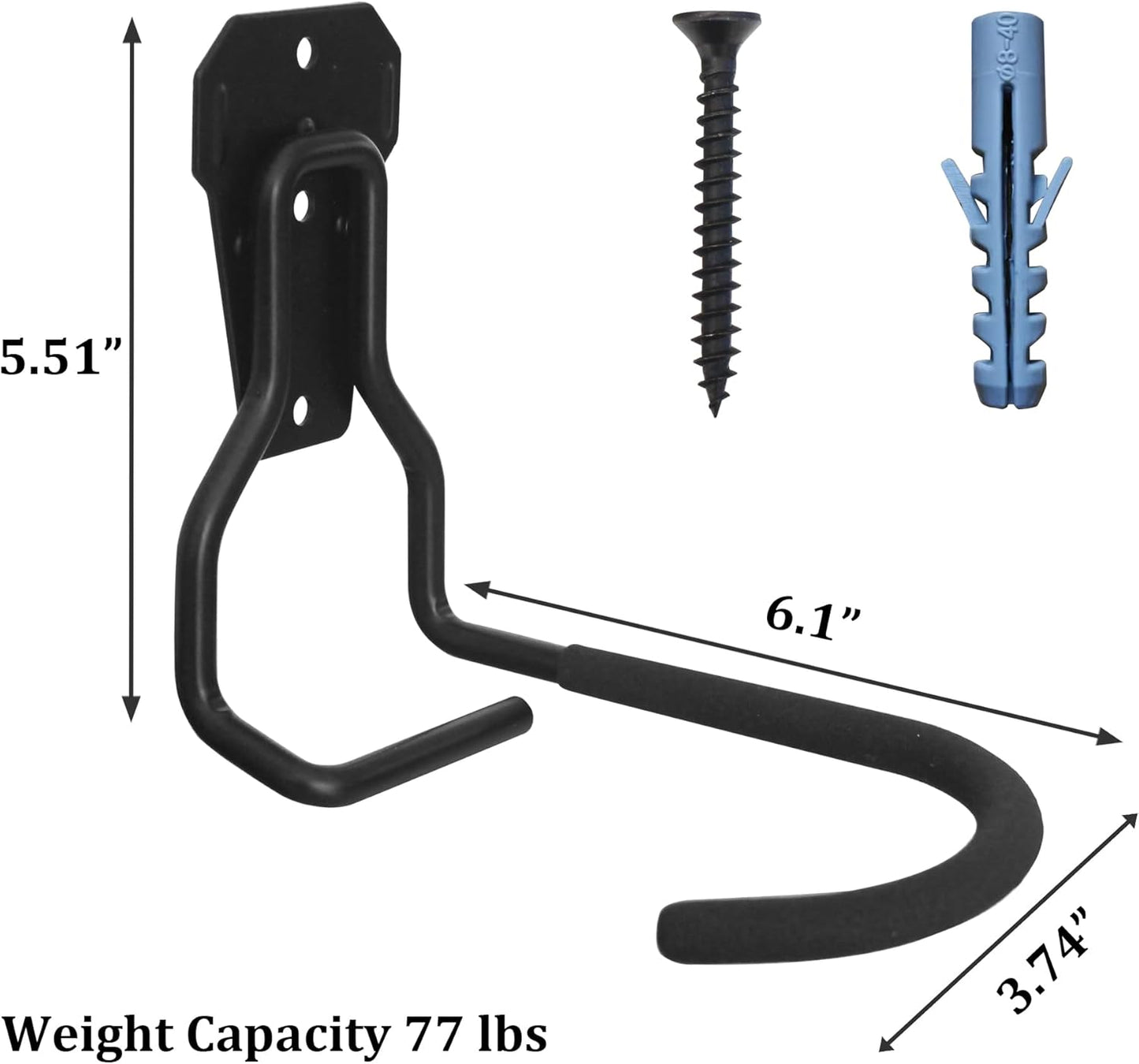 Bike Rack Wall Mount Garage Bike Hook Storage Hanger Space Saving Vertical Bike Rack Organization for Road/Mountain/Folding Bike, Holds Up to 77 Lbs