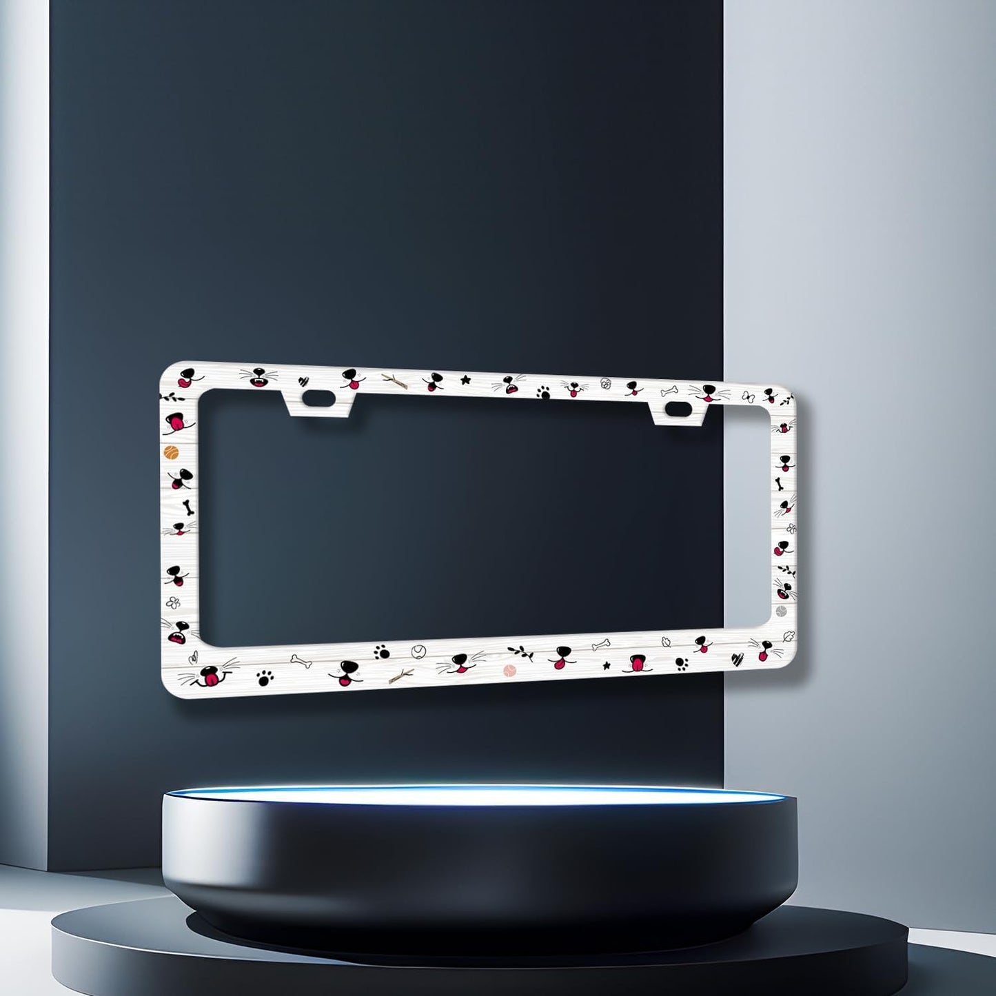 Cute Dog Cat Mouth License Plate Frame Colorful Animal License Plate Holder Stainless Steel License Plate for USA Canada 6.3" X 12.3" with 2 Holes and Screws