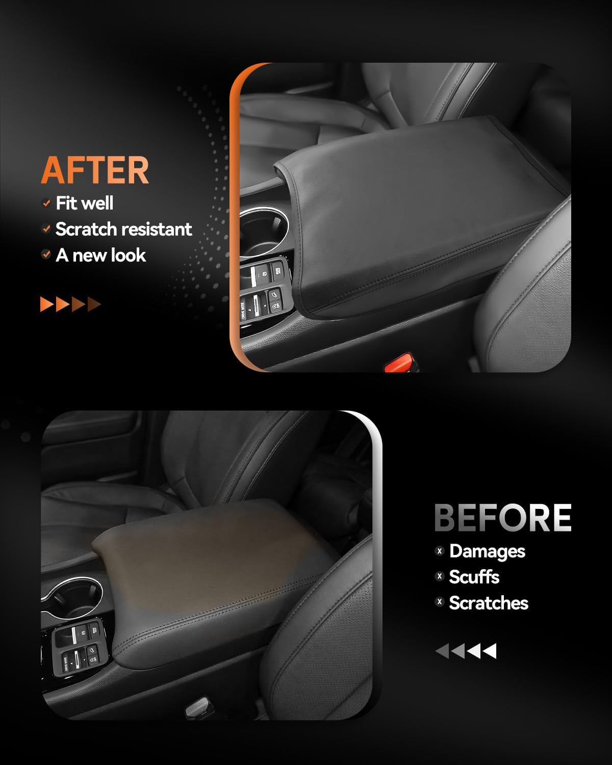 CDEFG for Honda Passport 2024-2025 2026 Center Console Cover Armrest Box Cover for Passport (EX-L, TrailSport, Black Edition) 2024 2025 2026 Accessories Console Arm Rest Protector