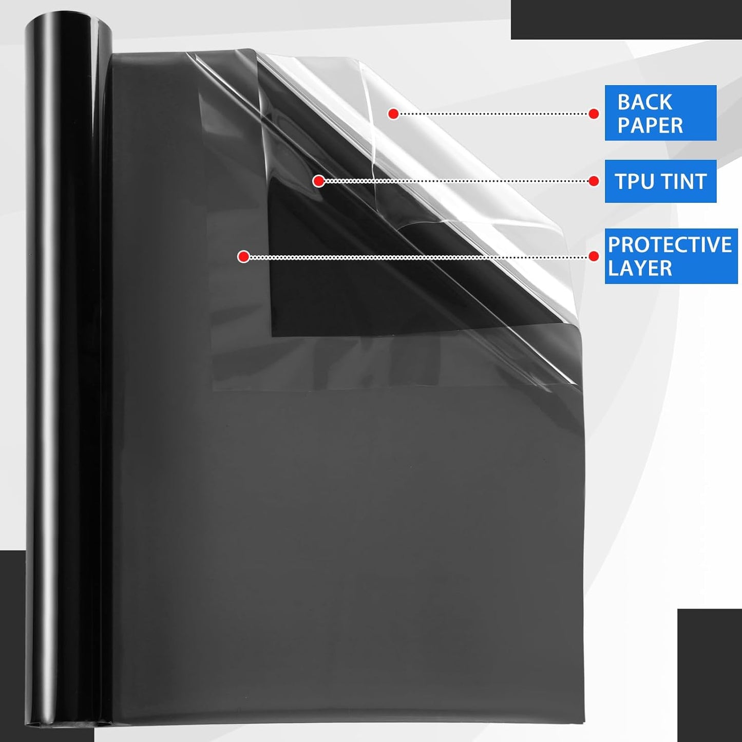 Pangda 16" x20ft Long Headlight Taillight Vinyl Tint Wrap Roll 40% VLT Self Adhesive Tail Light Tint Fog Lights Films with Scraper Vinyl Film Sticker Roll Car Accessories(Light Black)