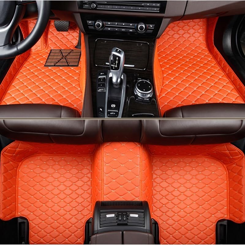 Custom Car Floor Mat Compatible with BMW Mercedes-Benz Toyota Cadillac Lexus Honda Infiniti Nissan Hyundai Kia Audi All Models Cars Sedans SUVs Automotive Mats (Orange)