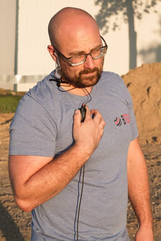 BTECH QHM07 Platinum Series Noise-Cancelling Earpiece with In-line PTT & Microphone for K1 Radios like BaoFeng, Kenwood Radios (Includes Earmolds and Earbud, 10 Pack)