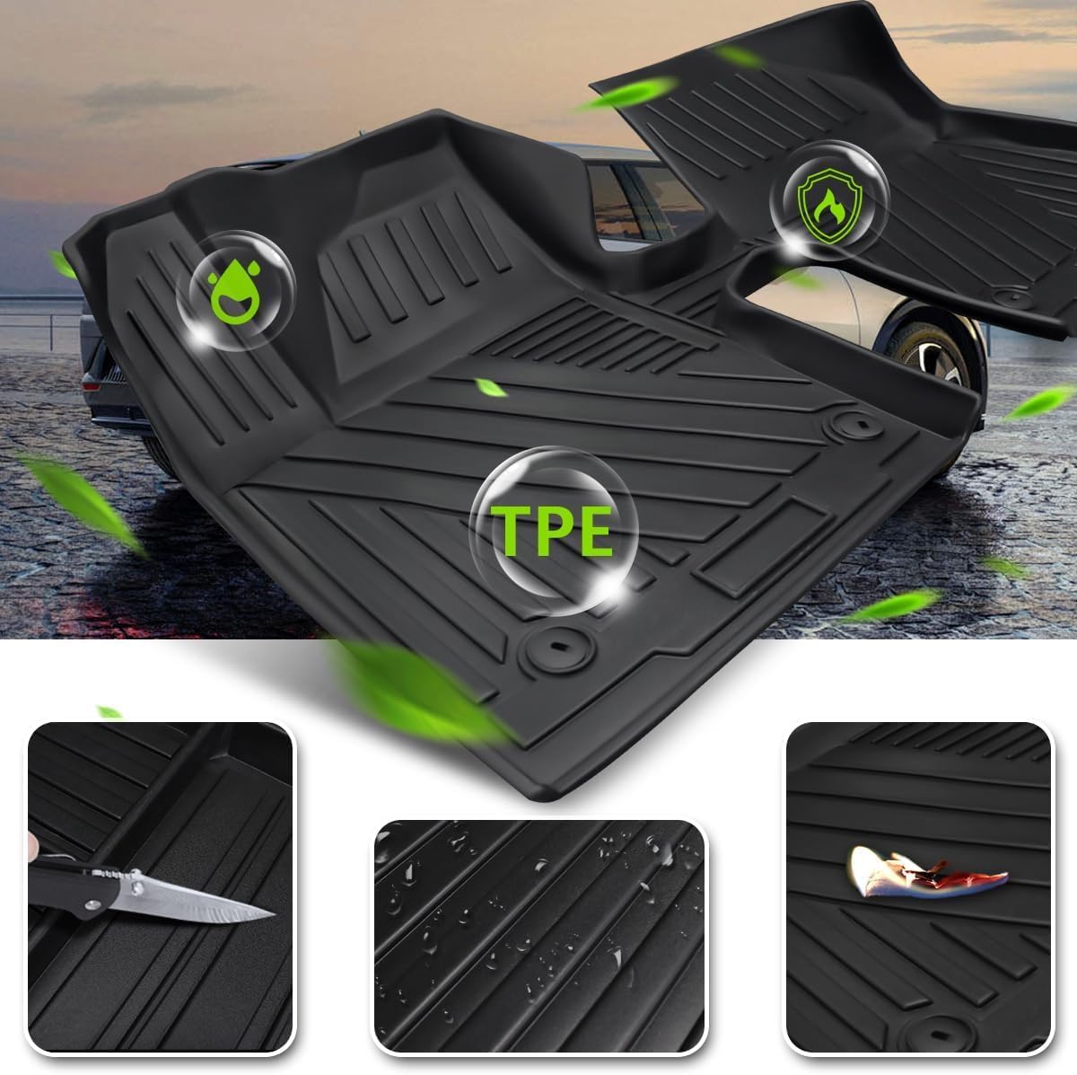 Fit 2022-2024 Kia EV6 Cargo Liners - Trunk Mat with Backrest Mats, All-Weather Guard Rubber Accessories