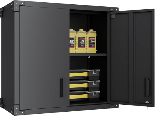 Garage Wall Cabinet,Metal Wall Cabinet with Doors and Adjustable Shelves,Steel Utility Wall Mounted Tool Cabinets for Home,Office,Kitchen,Warehouse