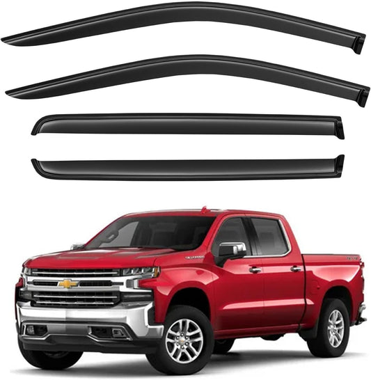 Window Visors Rain Guards for 2019-2025 Chevy Silverado/GMC Sierra 1500 Crew Cab, Out-Channel Window Vent Wind Deflectors Visors Shades for 20-25 Silverado/Sierra 2500HD 3500HD Crew Cab
