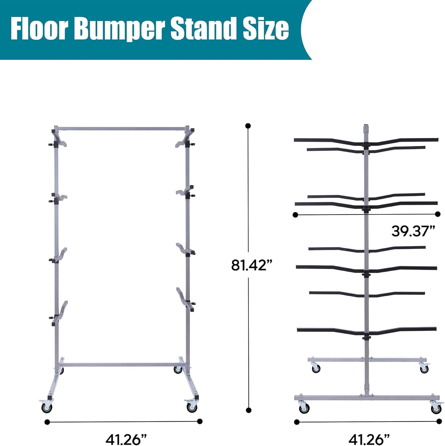 Floor Mobile Bumper Storage Rack,Heavy Duty Double Sided Bumper Storage Rack for Automobile Parts - Maximize Efficiency Universal Auto Body Rolling Parts Storage Stand for Repair Shops Garages