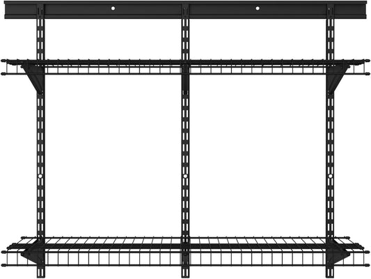ClosetMaid MaxLoad Heavy Duty Wall Shelf Kit for Garage, 2 Shelves, Adjustable ShelfTrack Wire Shelving, Black Finish
