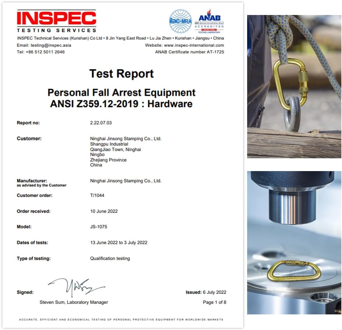 DEKABR Heavy Duty Alloy Steel Auto-Locking Climbing Carabiner - 45KN Twist Lock Carabiner for Rock and Tree Climbing, Quick Release, Rescue, and Mountaineering. ANAB Certified, 4.21-inch, Large, Gold