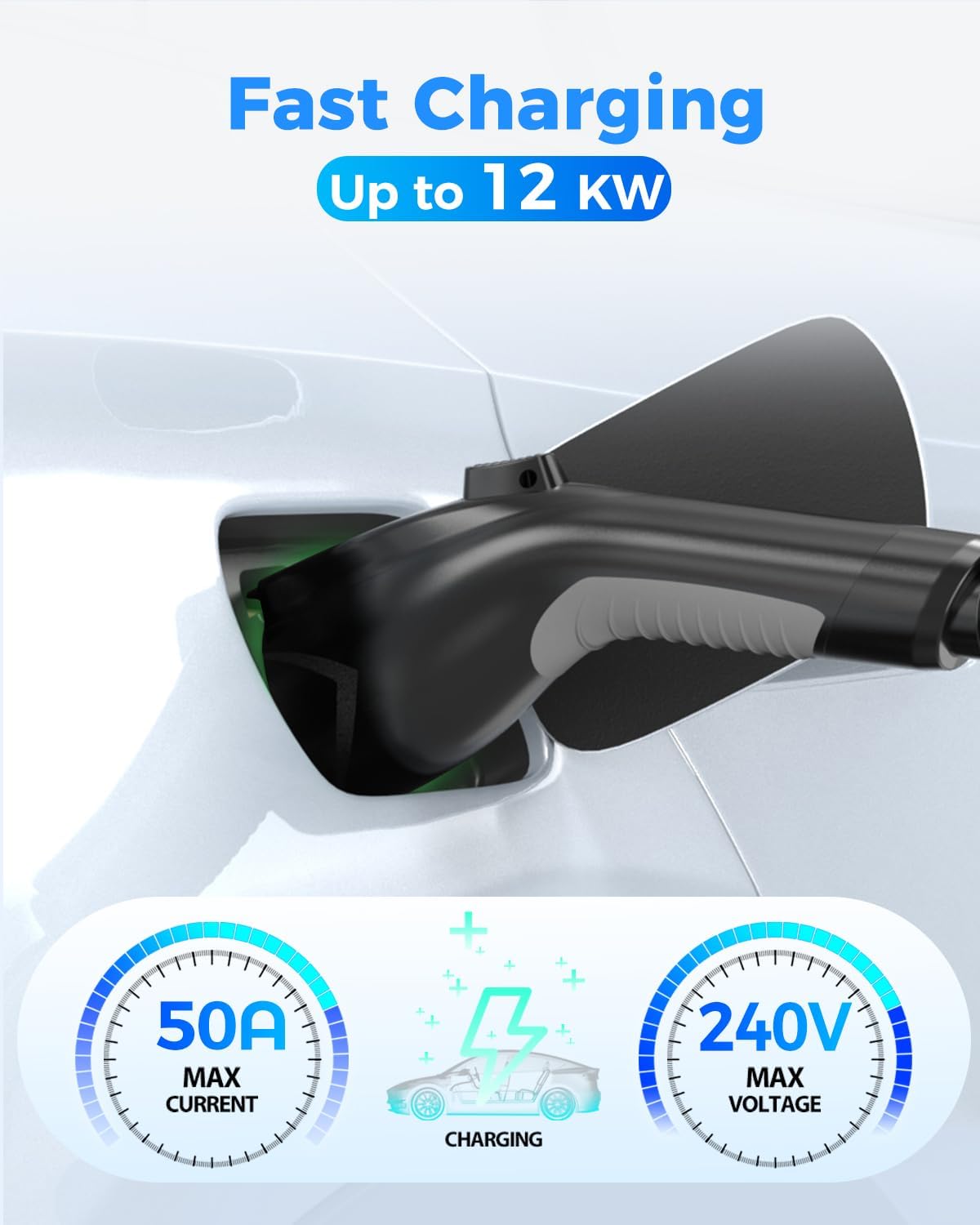 EV Charger Extension Cable, 21ft 50Amp J1772 Extension Cable Compatible with 110V-240V SAE J1772 EV Chargers, Suitable for J1772 EVs/PHEVs, Level 1/ Level 2 IP66 Car Charger Extension Cord with Bag